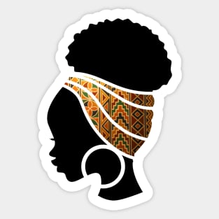 Afro Hair Woman with African Pattern Headwrap Sticker